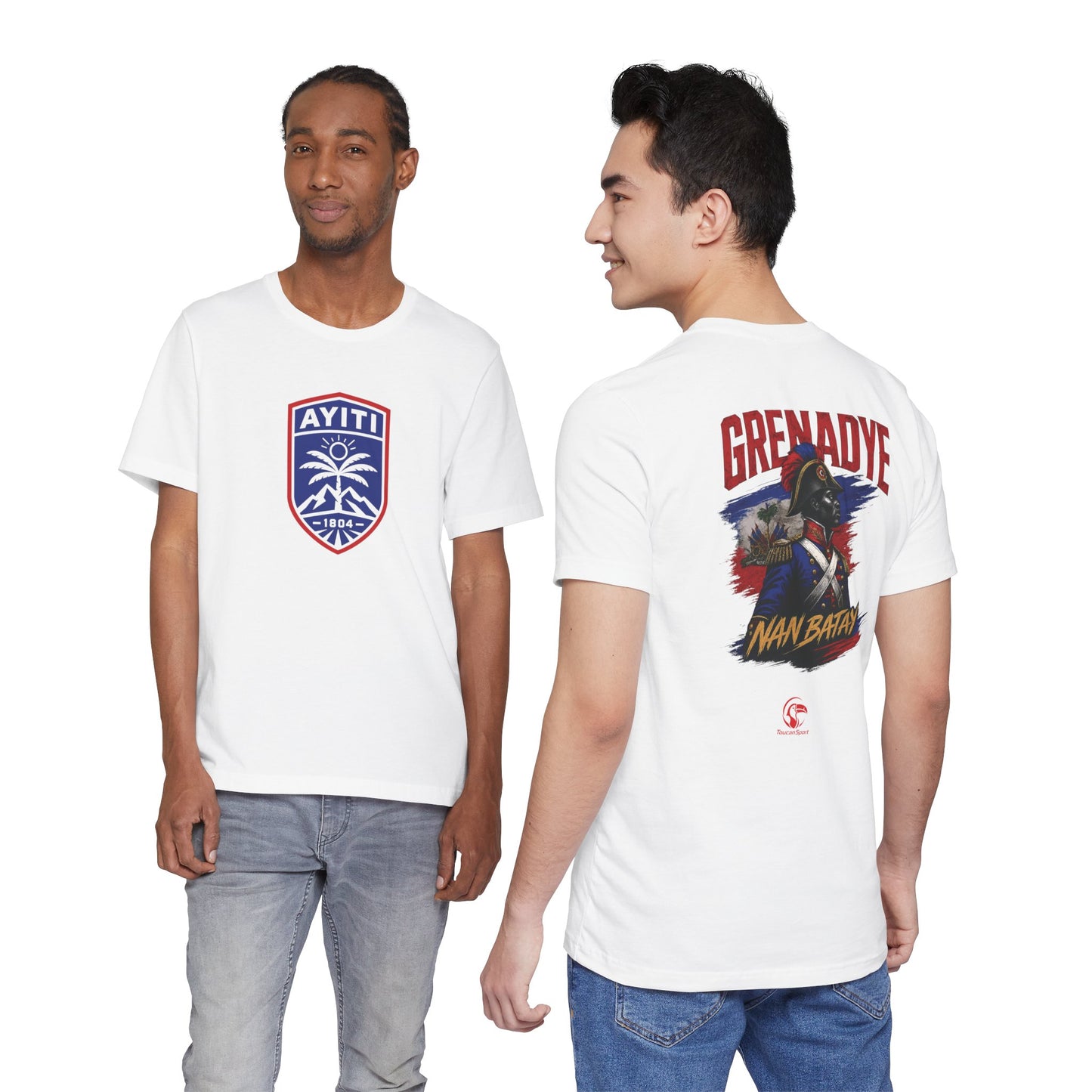 Ayiti Grenadye T-Shirt — Haitian Patriot Shield & Grenadier Design