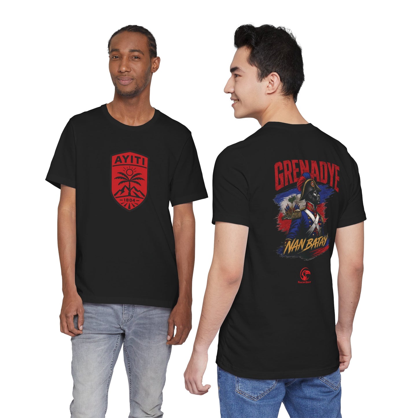 Ayiti Grenadye T-Shirt — Haitian Patriot Shield & Grenadier Design